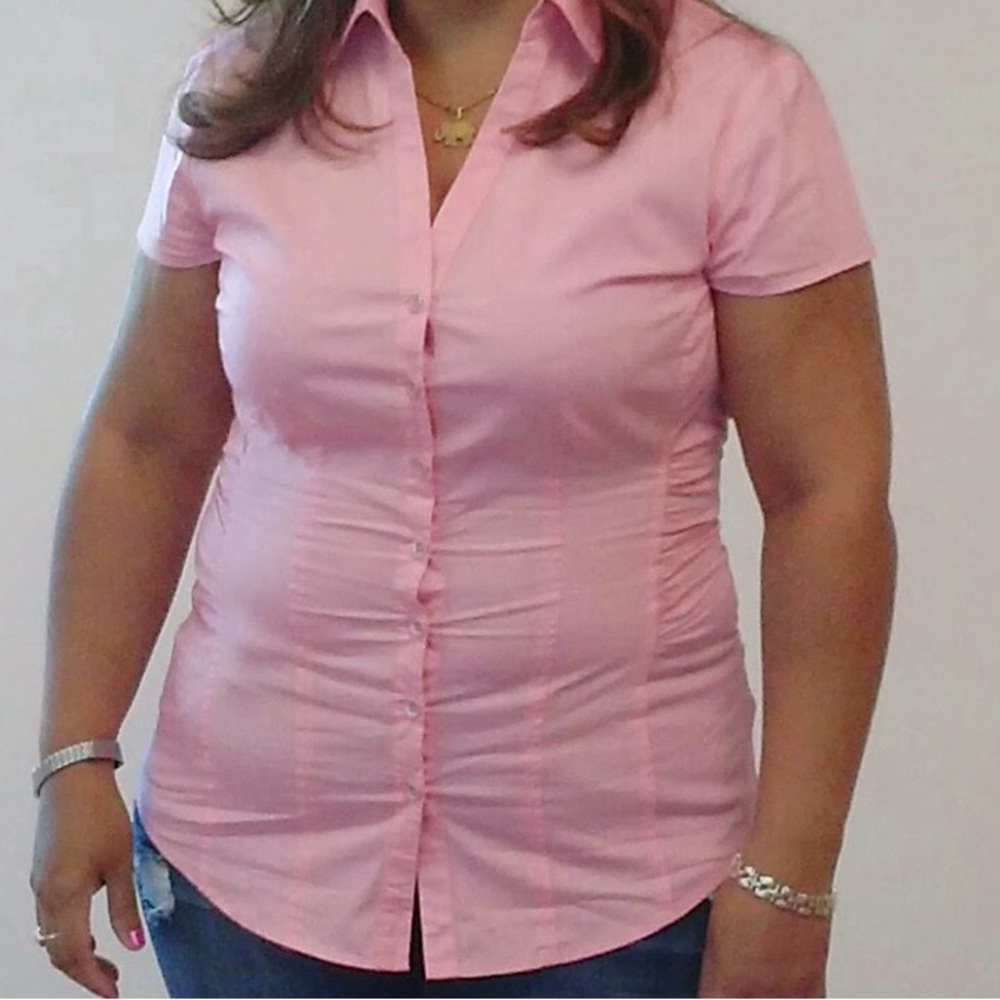 New York & Company Light Pink Button-Down Shirt